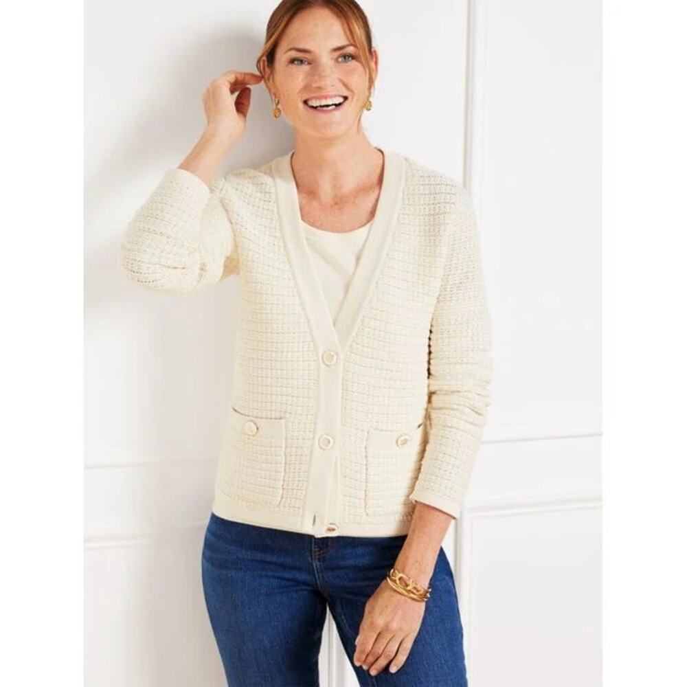 NEW Talbots Plus Kate Cardigan Sweater White Womens Size 2X